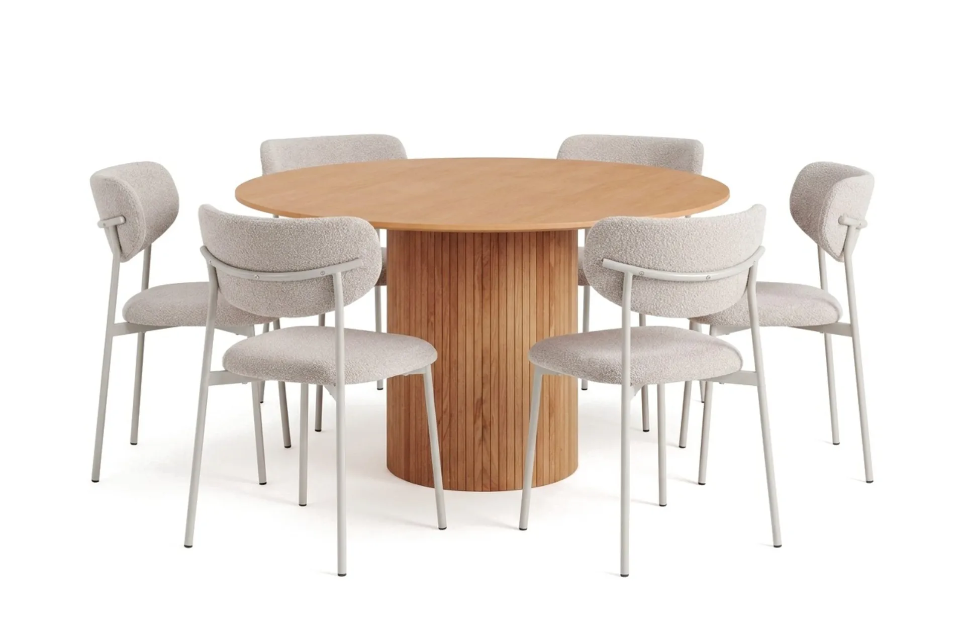 Kopparbo Spisegruppe rund 130 cm med 6 Lucy Spisestoler - Eik