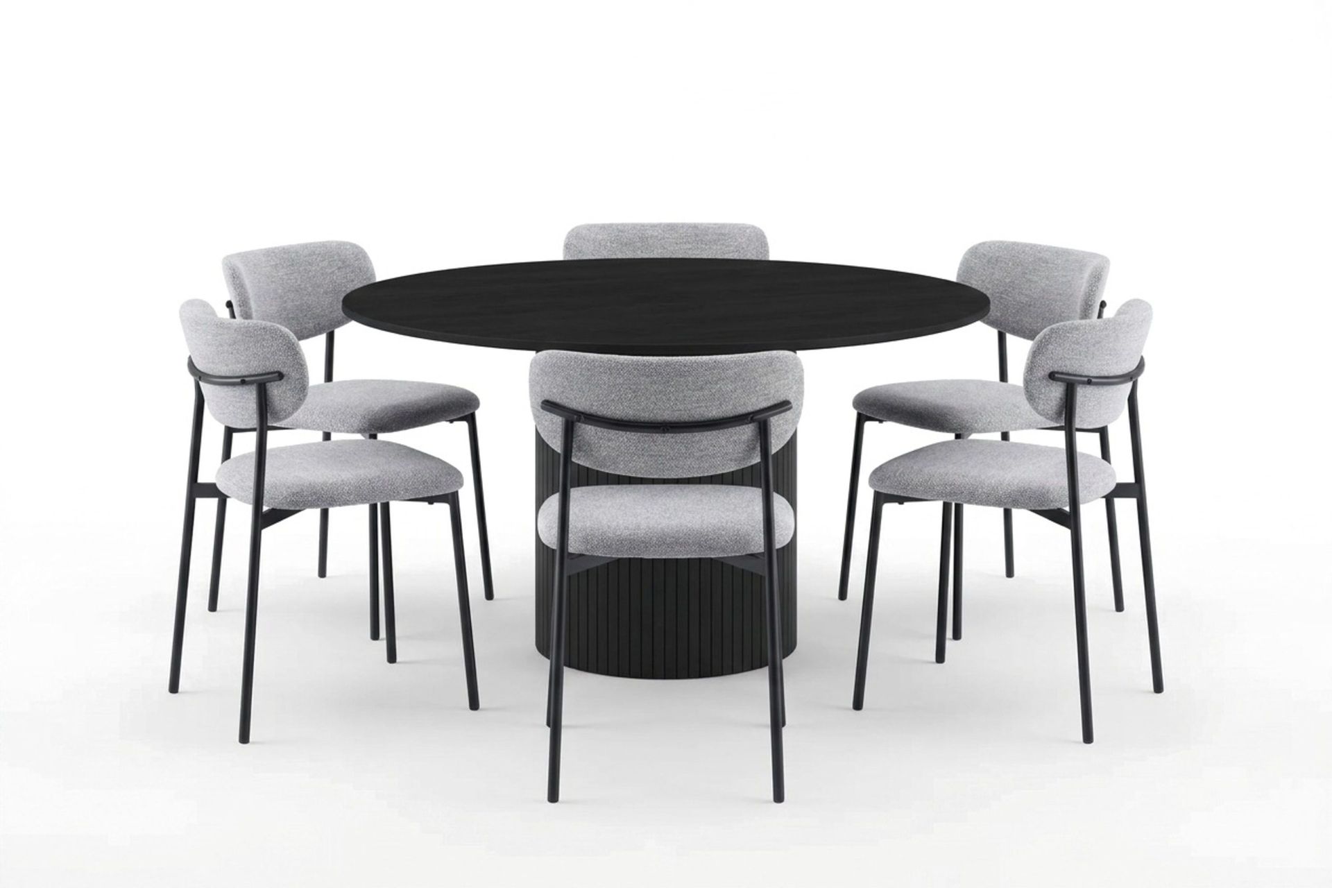 Kopparbo Spisegruppe rund 130 cm med 6 Lucy Spisestoler - Svartlasert eik