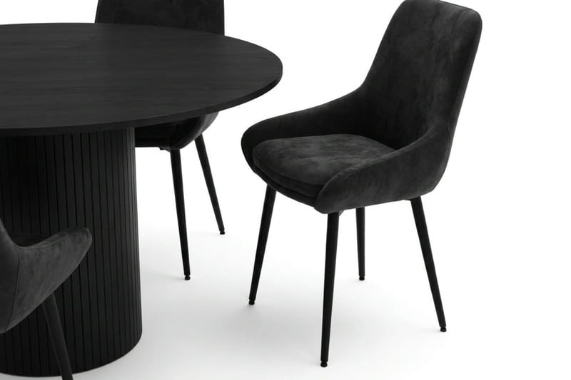 Kopparbo spisegruppe rund 130 cm svart med 6 Alsarp spisestoler - Svart - Møbler - Bord - Spisegrupper