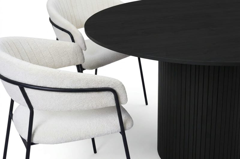 Kopparbo spisegruppe rund 130 cm svart med 6 Karol spisestoler - Svart - Møbler - Bord - Spisegrupper