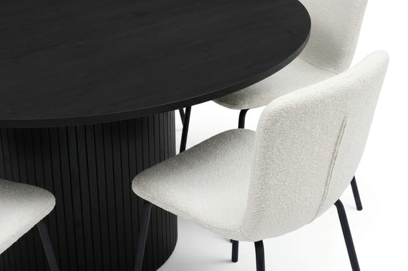 Kopparbo spisegruppe rund 130 cm svart med 6 Katy spisestoler - Svart - Møbler - Bord - Spisegrupper