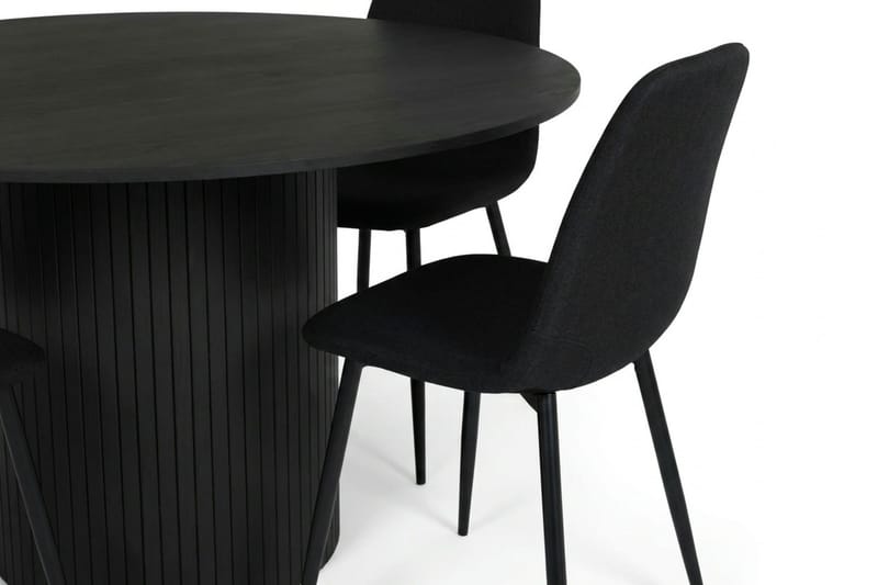 Kopparbo spisegruppe rund 130 cm svart med 6 Nibe spisestoler - Svart - Møbler - Bord - Spisegrupper