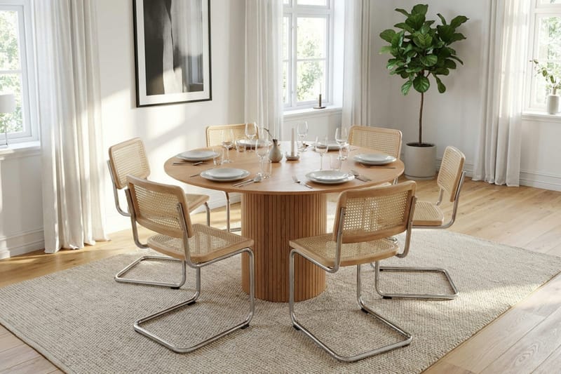 Kopparbo spisegruppe rund 150 cm eik med 6 Build spisestoler - Eik - Møbler - Bord - Spisegrupper