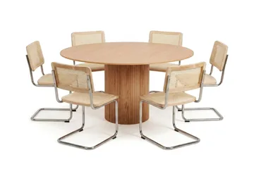 Kopparbo spisegruppe rund 150 cm eik med 6 Build spisestoler - Eik - Møbler - Bord - Spisegrupper