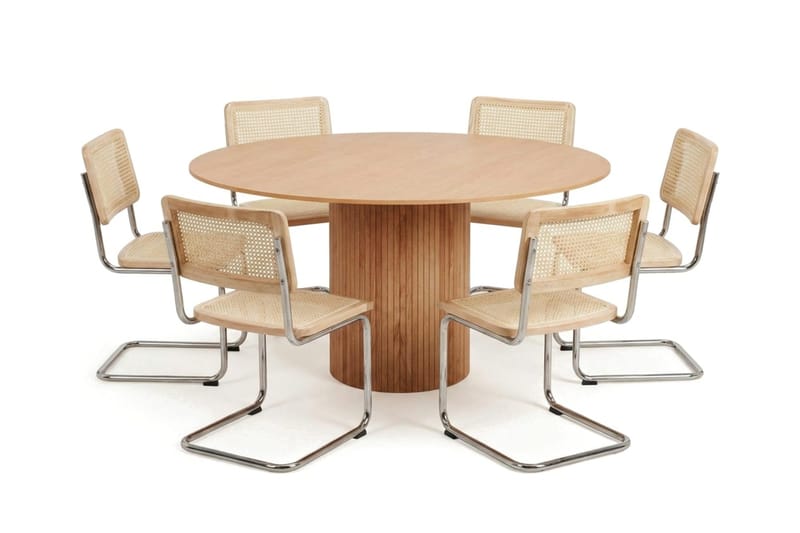 Kopparbo spisegruppe rund 150 cm eik med 6 Build spisestoler - Eik - Møbler - Bord - Spisegrupper