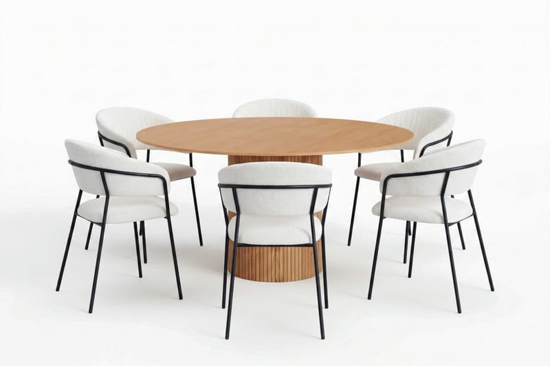 Kopparbo spisegruppe rund 150 cm eik med 6 Karol spisestoler - Eik - Møbler - Bord - Spisegrupper