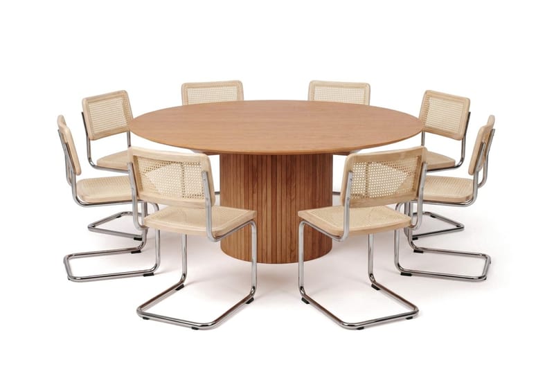 Kopparbo spisegruppe rund 180 cm eik med 8 Build spisestoler - Eik - Møbler - Bord - Spisegrupper