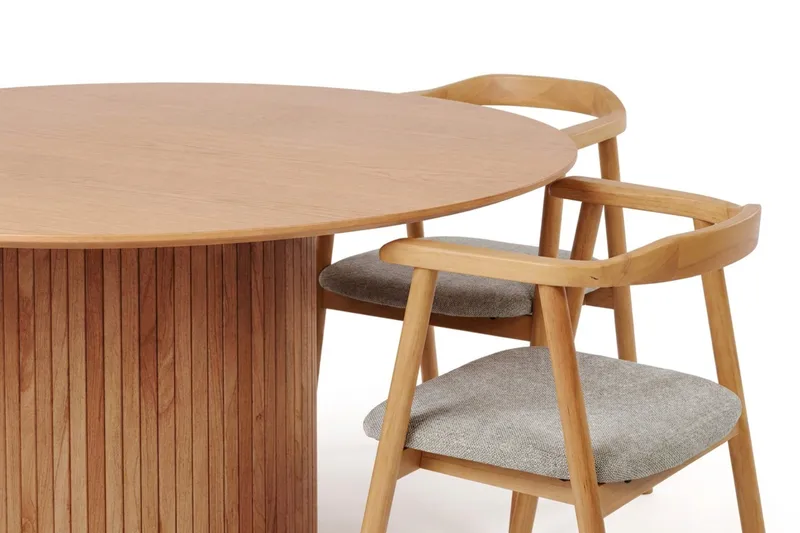 Kopparbo spisegruppe rund 180 cm eik med 8 Jolie spisestoler - Eik - Møbler - Bord - Spisegrupper