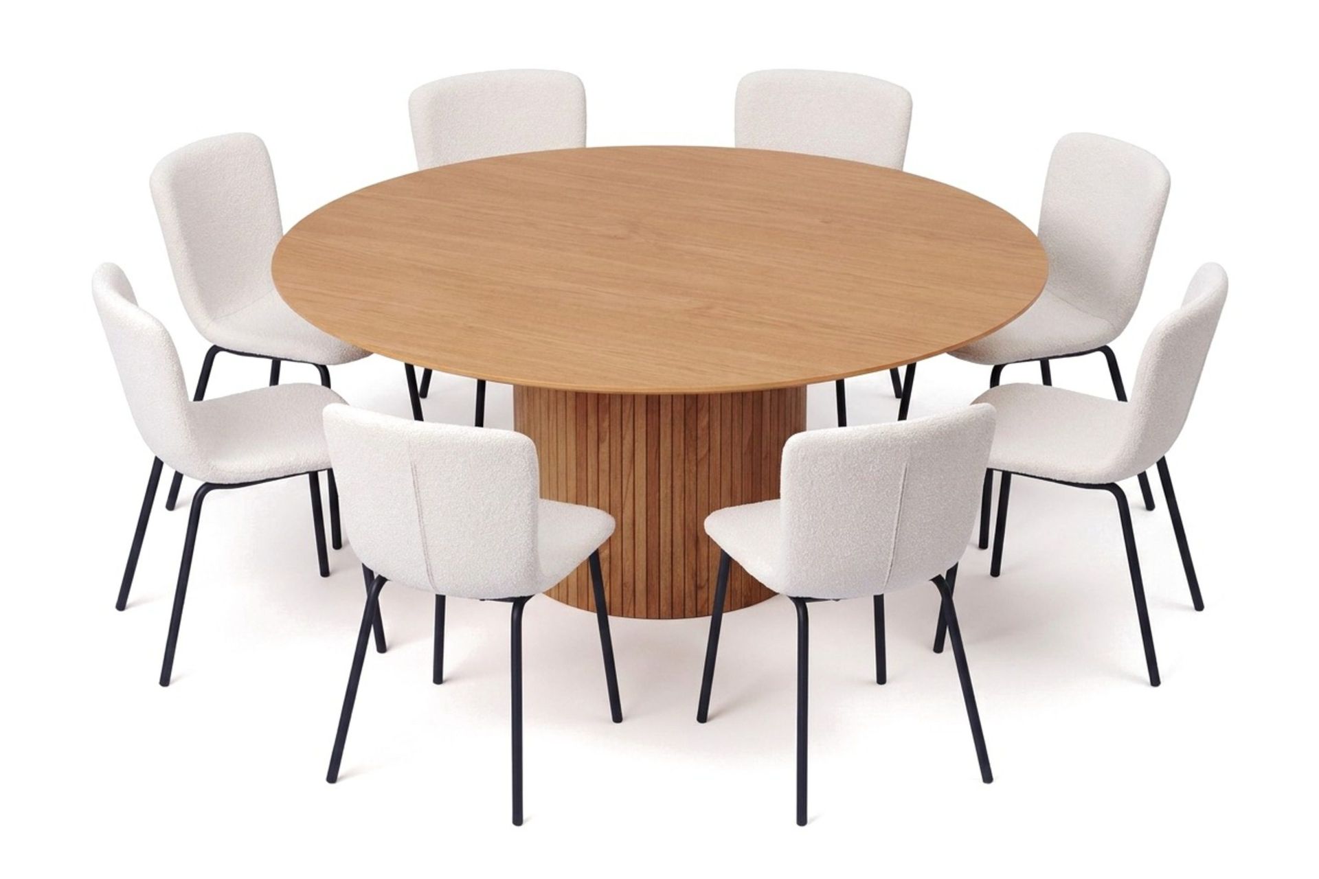 Kopparbo spisegruppe rund 180 cm eik med 8 Katy spisestoler - Eik