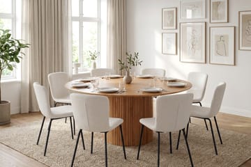 Kopparbo spisegruppe rund 180 cm eik med 8 Katy spisestoler - Eik - Møbler - Bord - Spisegrupper