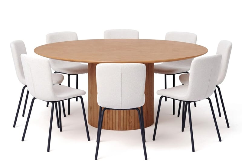 Kopparbo spisegruppe rund 180 cm eik med 8 Katy spisestoler - Eik - Møbler - Bord - Spisegrupper
