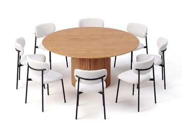 Kopparbo spisegruppe rund 180 cm eik med 8 Lucy spisestoler - Eik - Møbler - Bord - Spisegrupper