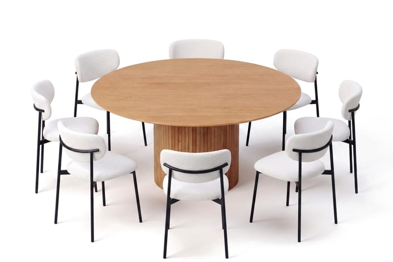 Kopparbo spisegruppe rund 180 cm eik med 8 Lucy spisestoler - Eik - Møbler - Bord - Spisegrupper