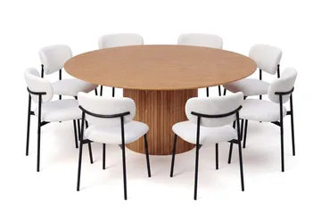 Kopparbo spisegruppe rund 180 cm eik med 8 Lucy spisestoler - Eik - Møbler - Bord - Spisegrupper
