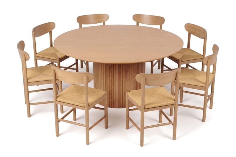 Kopparbo spisegruppe rund 180 cm eik med 8 Malte spisestoler - Eik - Møbler - Bord - Spisegrupper