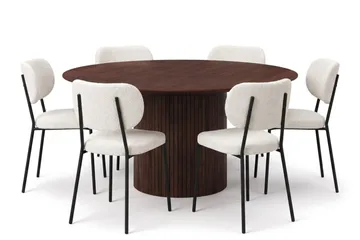 Kopparbo spisegruppe rund 180 cm med 6 Gemmiano spisestoler - Valnøtt - Møbler - Bord - Spisegrupper