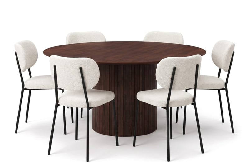 Kopparbo spisegruppe rund 180 cm med 6 Gemmiano spisestoler - Valnøtt - Møbler - Bord - Spisegrupper