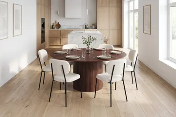 Kopparbo spisegruppe rund 180 cm med 6 Gemmiano spisestoler - Valnøtt - Møbler - Bord - Spisegrupper