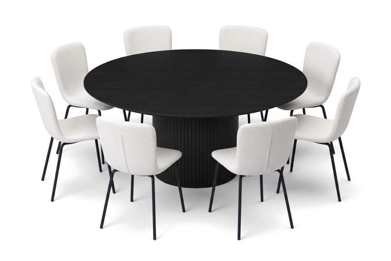 Kopparbo spisegruppe rund 180 cm svart med 8 Katy spisestoler - Svart - Møbler - Bord - Spisegrupper
