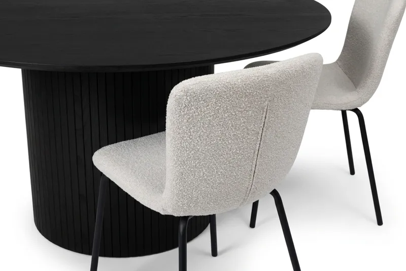 Kopparbo spisegruppe rund 180 cm svart med 8 Katy spisestoler - Svart - Møbler - Bord - Spisegrupper