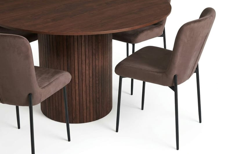 Kopparbo spisegruppe rund ca. 130 cm valnøtt med 6 Elsie spisestoler - Valnøtt/Brun - Møbler - Bord - Spisegrupper