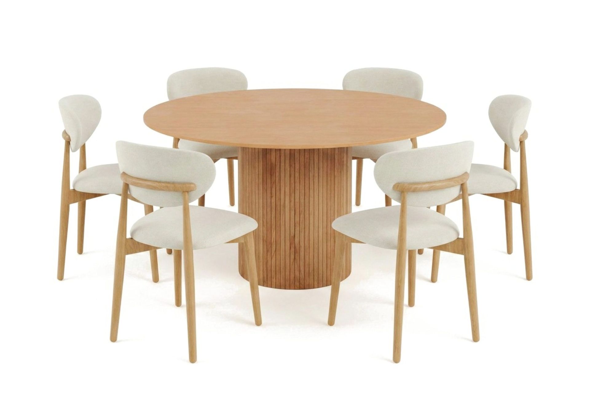 Kopparbo Spisegruppe rundt 130 cm Eik med 6 Molly spisestoler - Eik