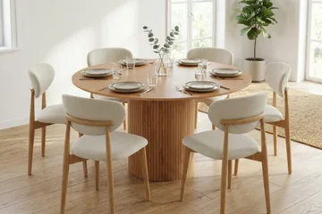 Kopparbo Spisegruppe rundt 130 cm Eik med 6 Molly spisestoler - Eik - Møbler - Bord - Spisegrupper