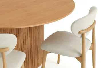 Kopparbo Spisegruppe rundt 130 cm Eik med 6 Molly spisestoler - Eik - Møbler - Bord - Spisegrupper