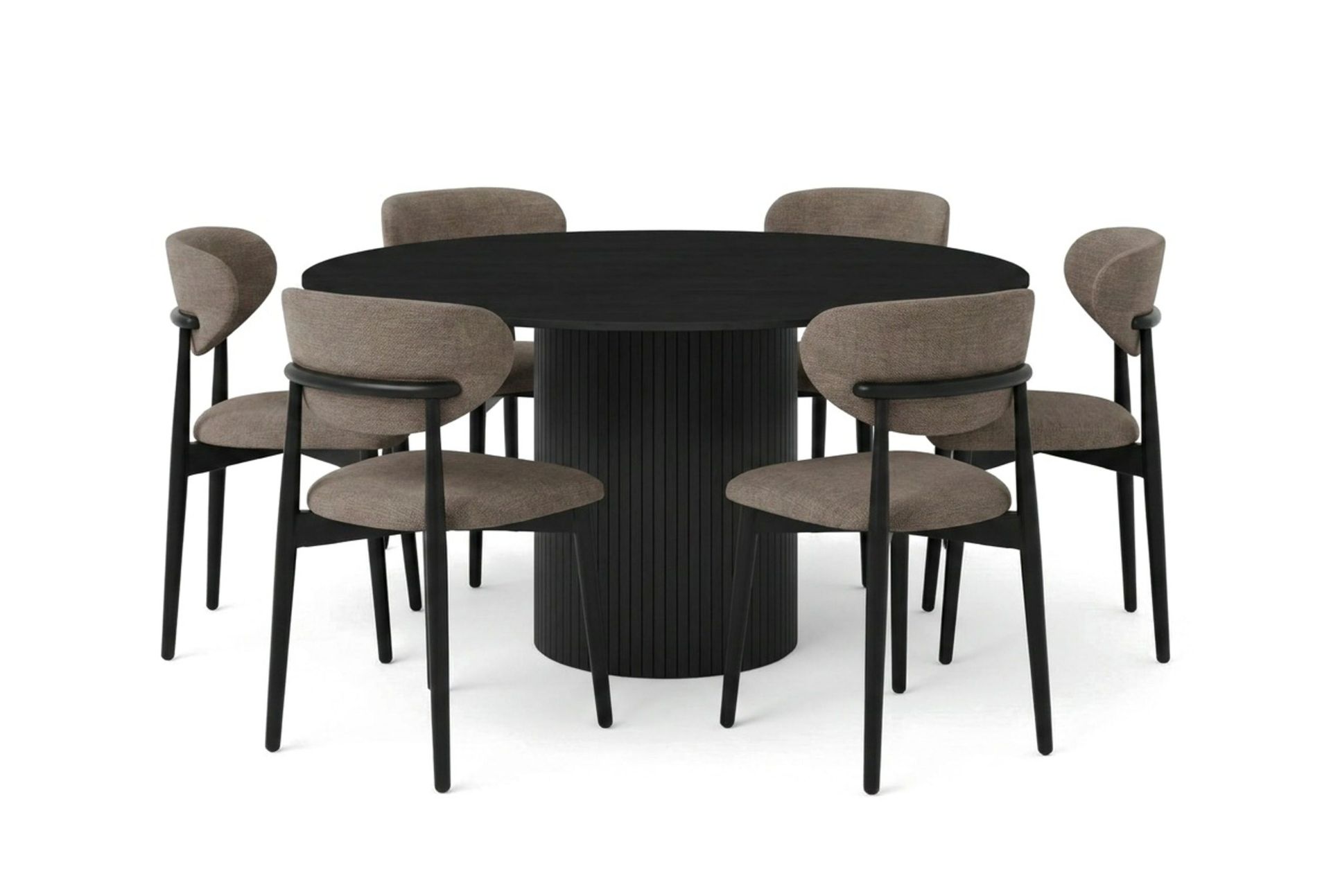 Kopparbo Spisegruppe rundt 130 cm Svart med 6 Molly spisestoler - Svart