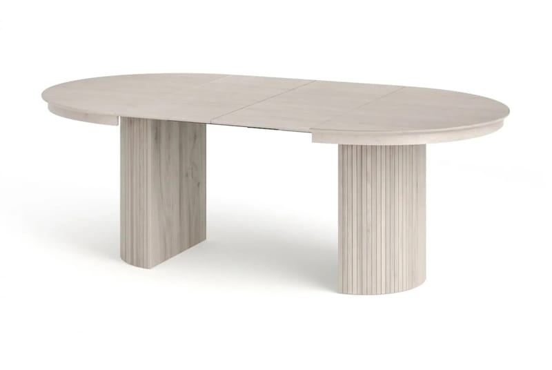Kopparbo spisegruppe uttrekkbar rund 120-220 cm hvitlasert med 4 Jolie spisestoler - Møbler - Bord - Spisegrupper