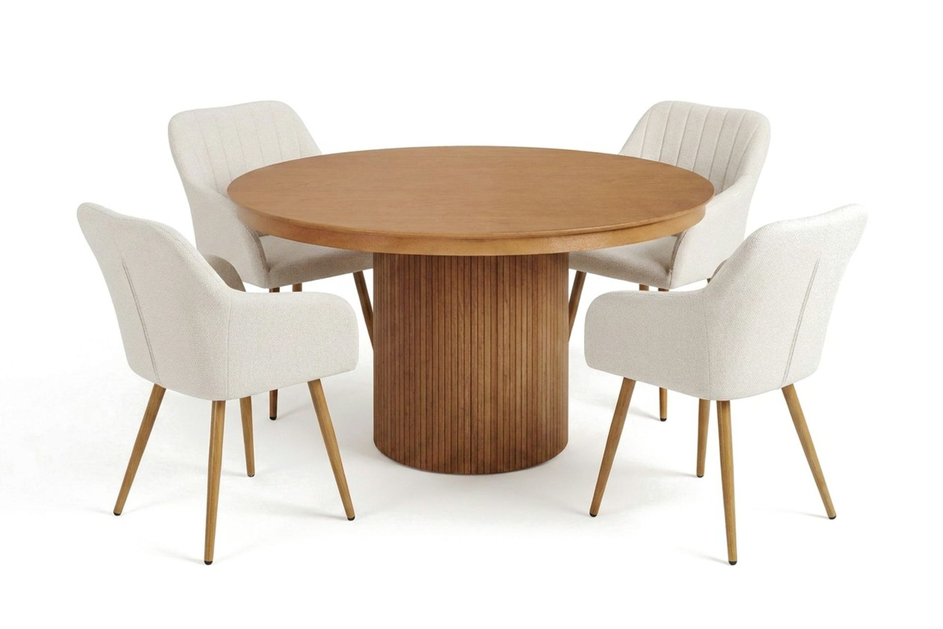 Kopparbo uttrekkbar, rund 120–220 cm, eik med 4 Filippa spisestoler - Eik