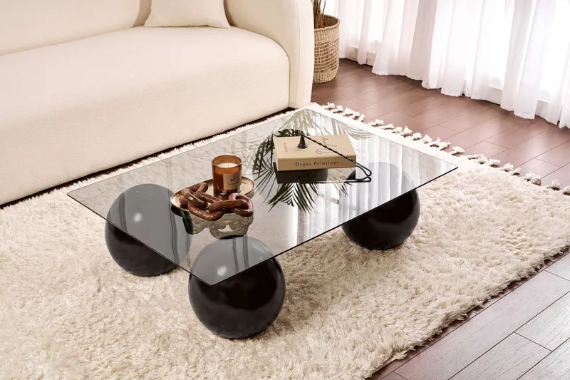 Koushik Sofabord 110 cm, Svart og grå