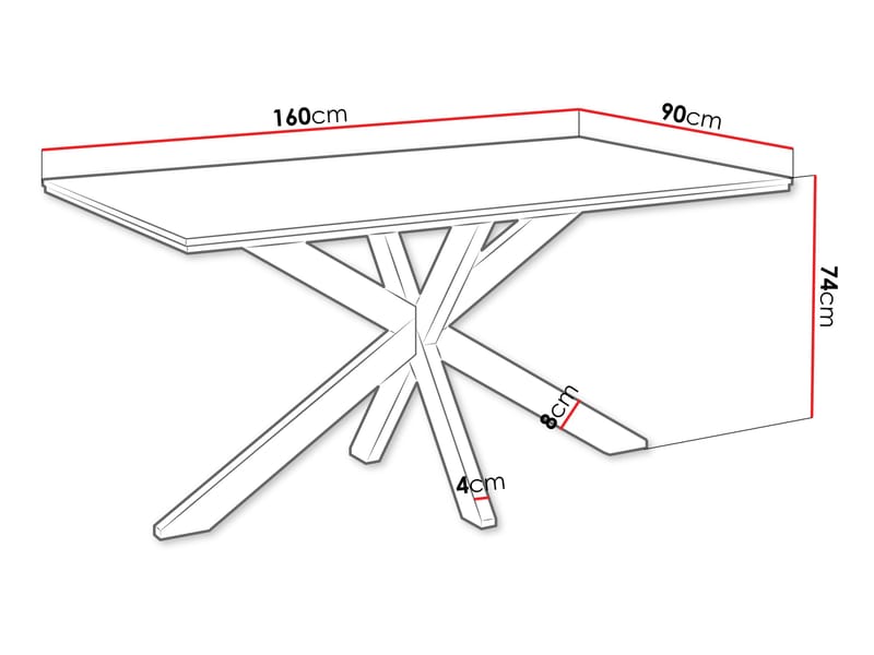 Kovrel Spisebord 160 Rektangulær - Svart/Hvit - Møbler - Bord - Spisebord & kjøkkenbord