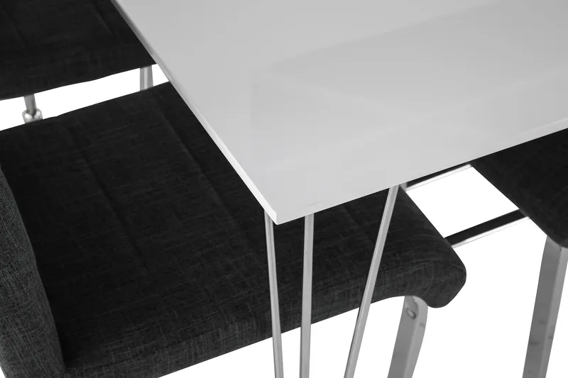 Kronblom Spisegruppe 120 cm med 4 Cibus Stol - Hvit/Krom/Grå - Møbler - Bord - Spisegrupper
