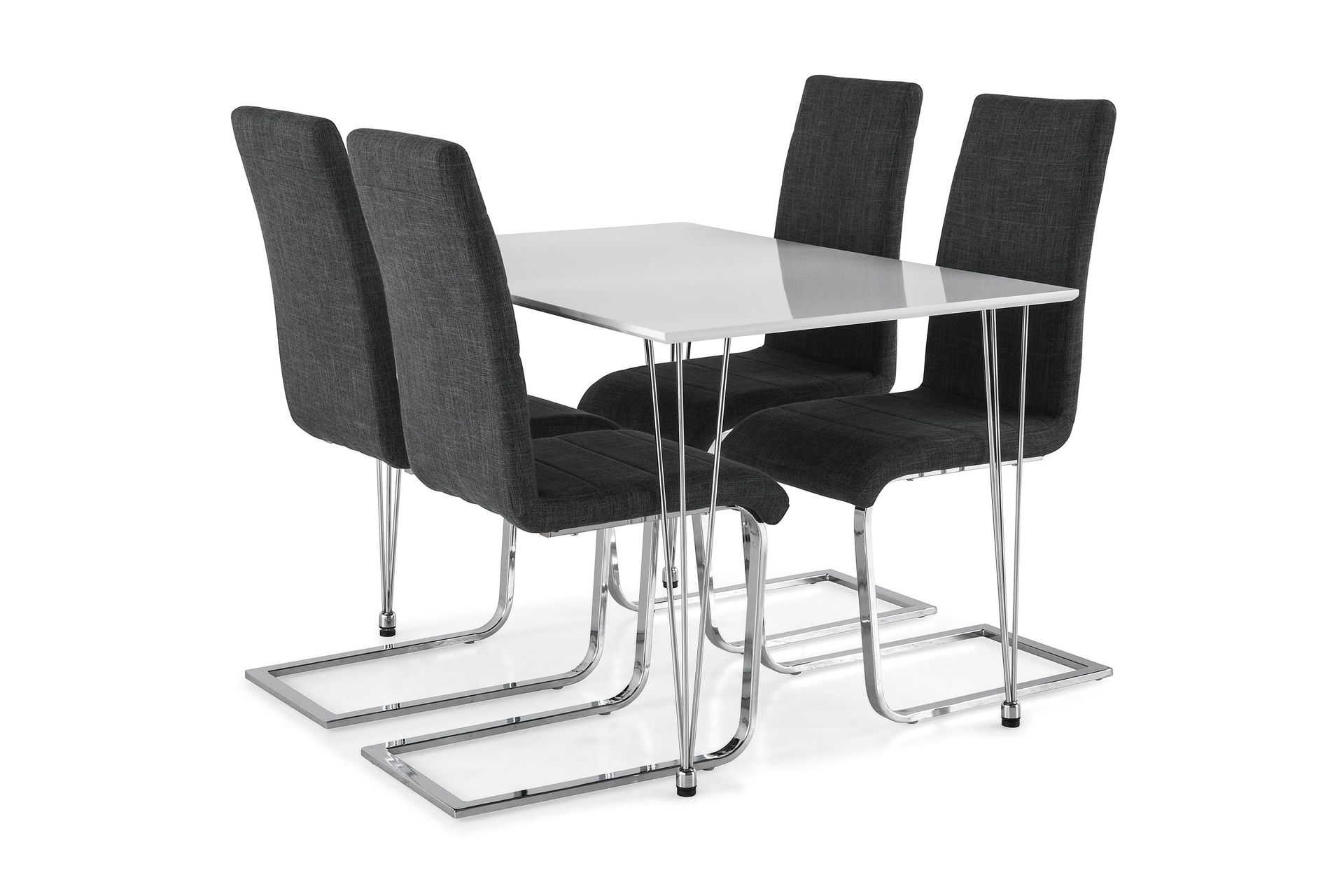 Kronblom Spisegruppe 120 cm med 4 Cibus Stol - Hvit/Krom/Grå