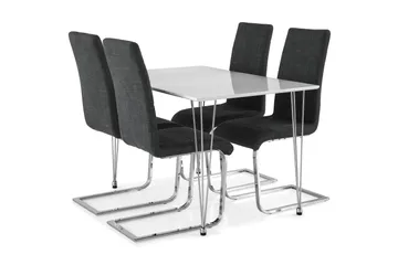 Kronblom Spisegruppe 120 cm med 4 Cibus Stol - Hvit/Krom/Grå - Møbler - Bord - Spisegrupper