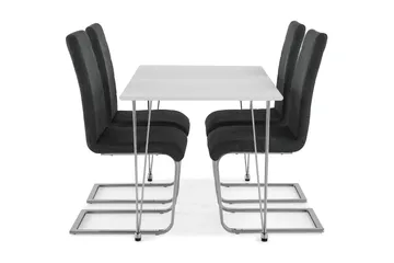 Kronblom Spisegruppe 120 cm med 4 Cibus Stol - Hvit/Krom/Grå - Møbler - Bord - Spisegrupper