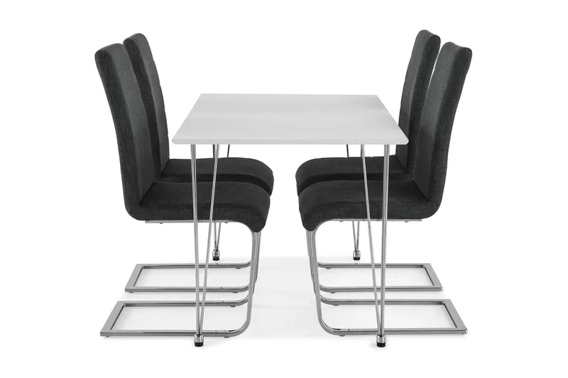 Kronblom Spisegruppe 120 cm med 4 Cibus Stol - Hvit/Krom/Grå - Møbler - Bord - Spisegrupper