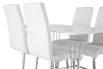 Kronblom Spisegruppe 120 cm med 4 Cibus Stol - Hvit/Krom/Hvit PU - Møbler - Bord - Spisegrupper