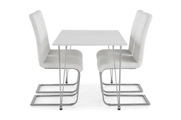 Kronblom Spisegruppe 120 cm med 4 Cibus Stol - Hvit/Krom/Hvit PU - Møbler - Bord - Spisegrupper