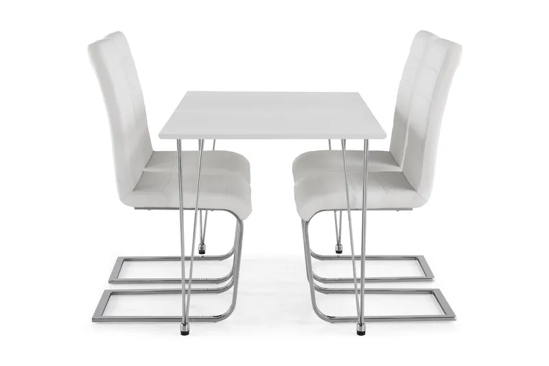 Kronblom Spisegruppe 120 cm med 4 Cibus Stol - Hvit/Krom/Hvit PU - Møbler - Bord - Spisegrupper