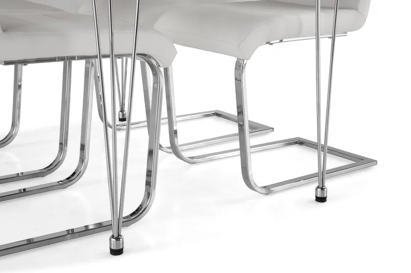 Kronblom Spisegruppe 120 cm med 4 Cibus Stol - Hvit/Krom/Hvit PU - Møbler - Bord - Spisegrupper