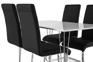 Kronblom Spisegruppe 120 cm med 4 Cibus Stol - Hvit/Krom/Svart PU - Møbler - Bord - Spisegrupper