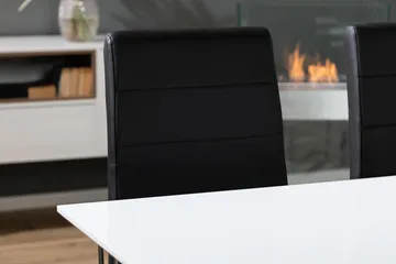 Kronblom Spisegruppe 120 cm med 4 Cibus Stol - Hvit/Krom/Svart PU - Møbler - Bord - Spisegrupper