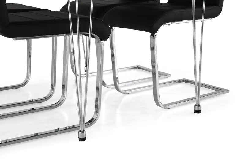 Kronblom Spisegruppe 120 cm med 4 Cibus Stol - Hvit/Krom/Svart PU - Møbler - Bord - Spisegrupper