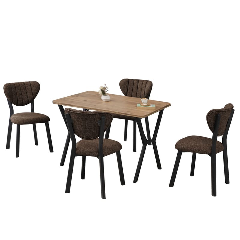 Krylor spisegruppe bord 110 cm + 4 stoler - Brun og Valnøtt - Møbler - Bord - Spisegrupper