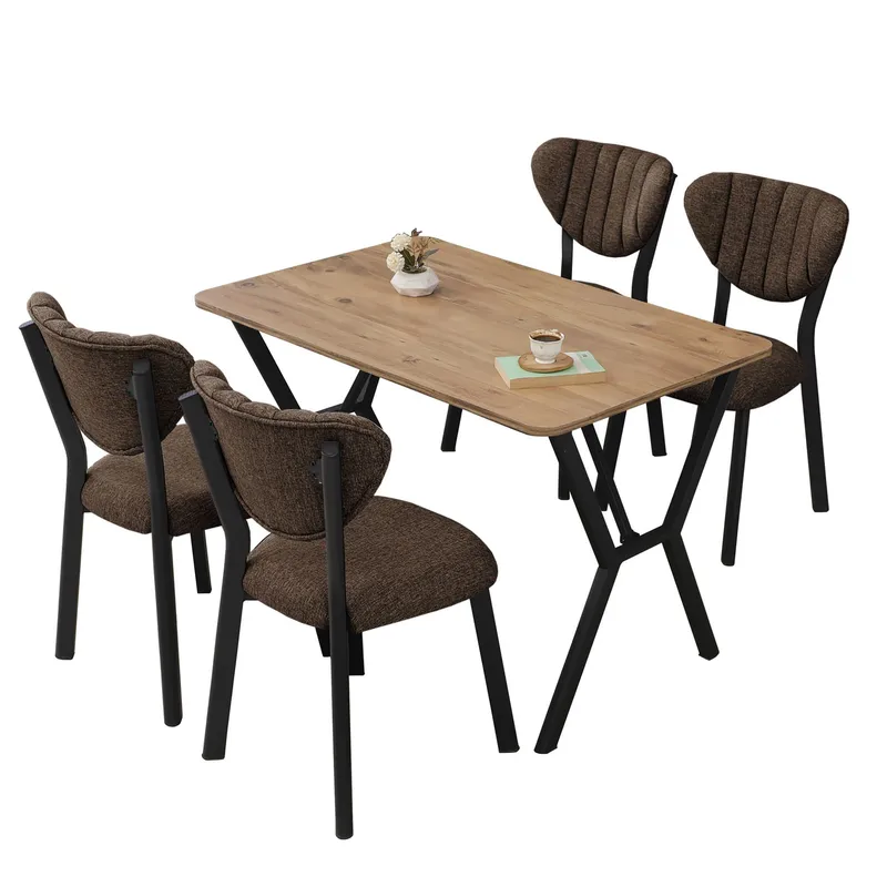 Krylor spisegruppe bord 110 cm + 4 stoler, Brun og Valnøtt