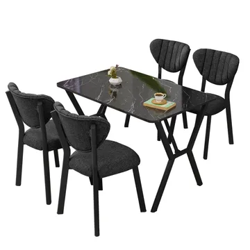 Krylor spisegruppe bord 110 cm + 4 stoler - Antrasitt/Svart - Møbler - Bord - Spisegrupper