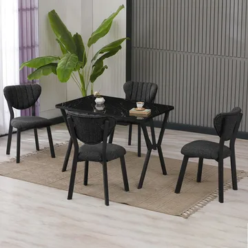 Krylor spisegruppe bord 110 cm + 4 stoler - Antrasitt/Svart - Møbler - Bord - Spisegrupper