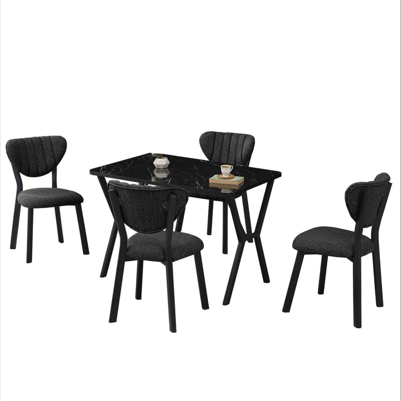 Krylor spisegruppe bord 110 cm + 4 stoler - Antrasitt/Svart - Møbler - Bord - Spisegrupper